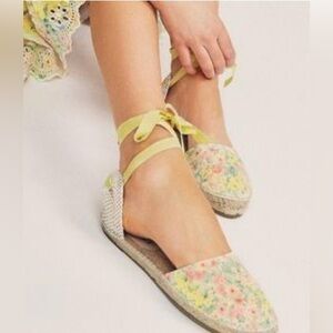 NIB LoveShackFancy X Manebi Valencia Espadrille Flat Sandal in Rainbow Skies